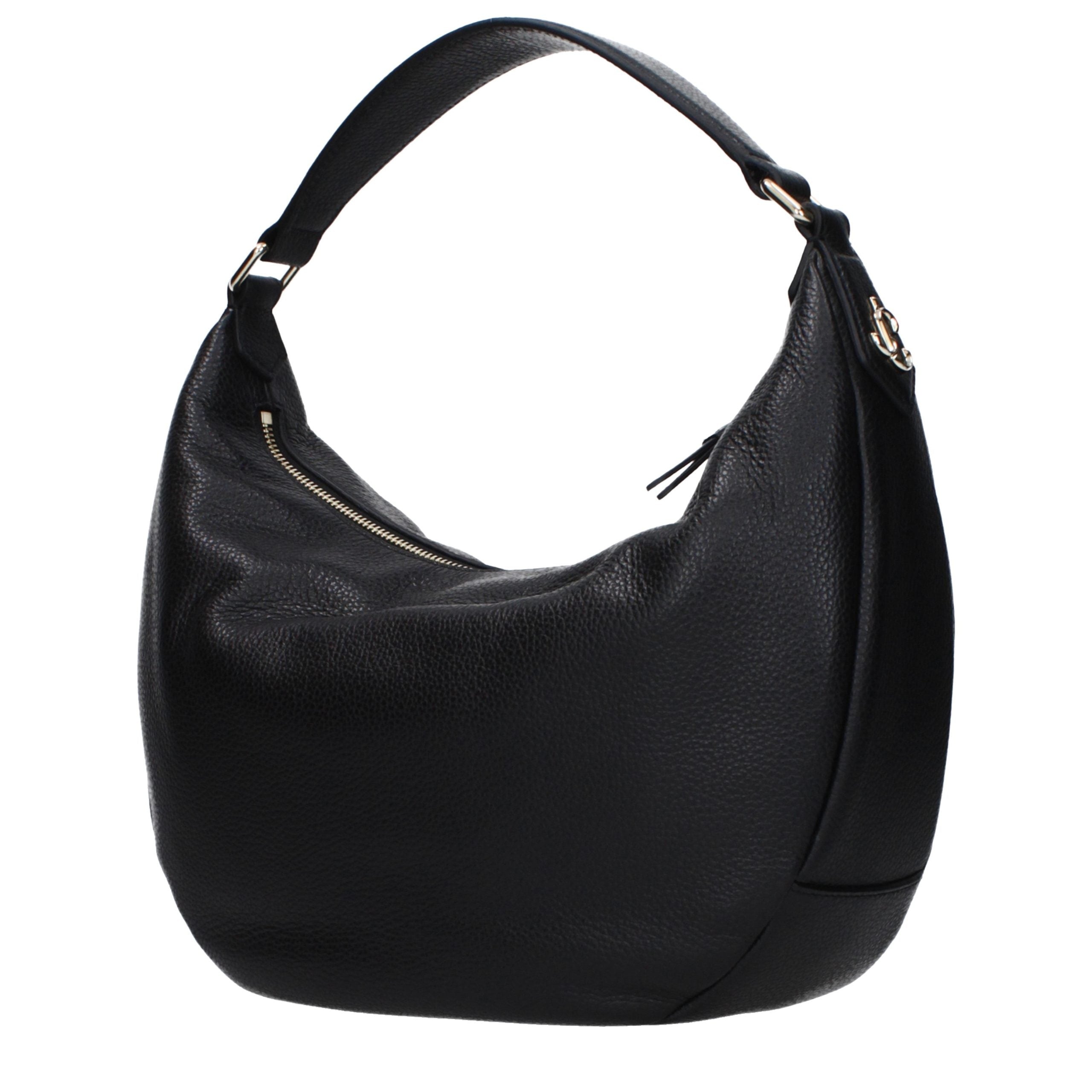 Black Full‑Grain Leather Shoulder Bag