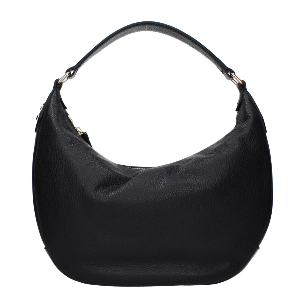 Black Full‑Grain Leather Shoulder Bag
