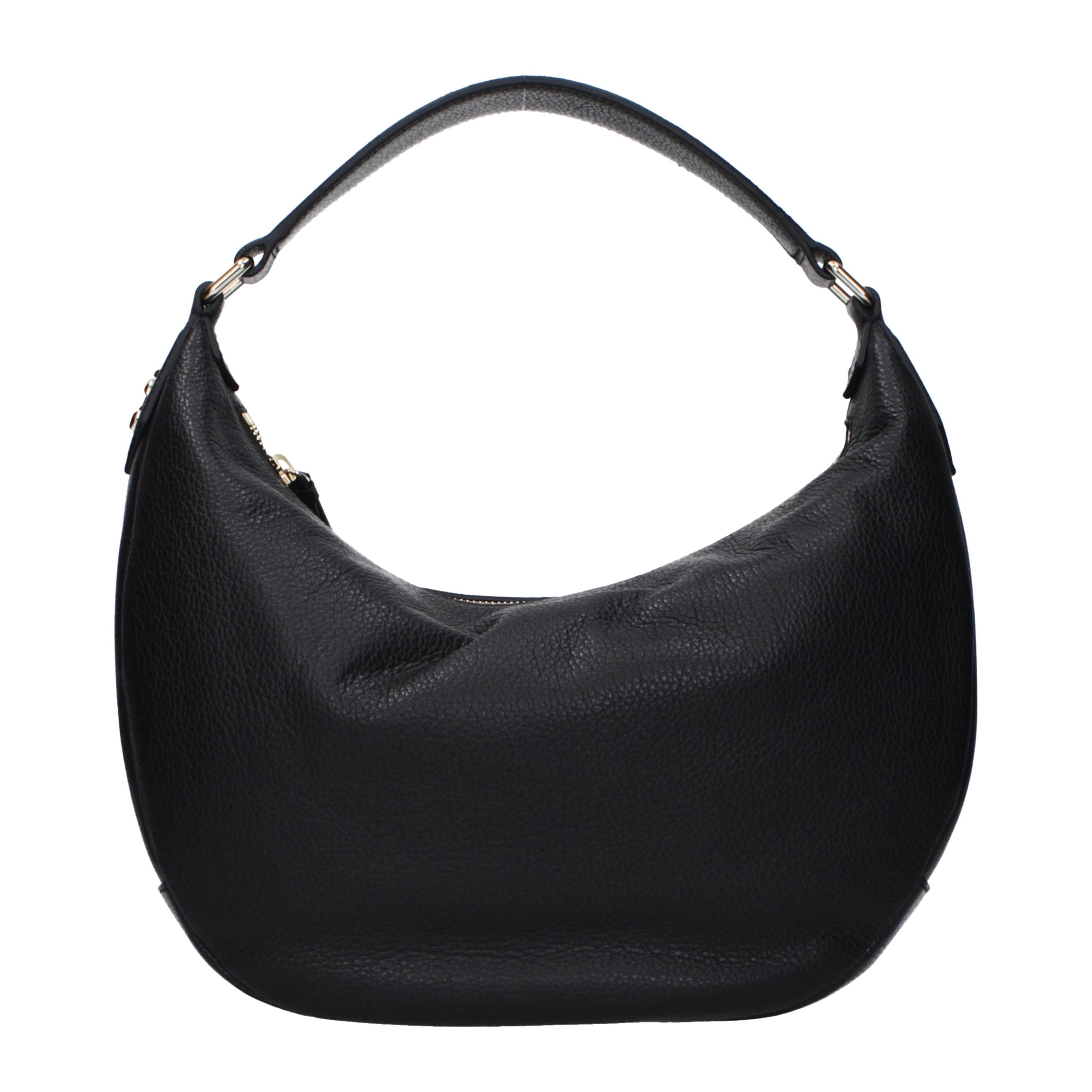 Black Full‑Grain Leather Shoulder Bag
