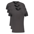 Black Cotton Crew Neck Tri‑Pack T‑Shirts