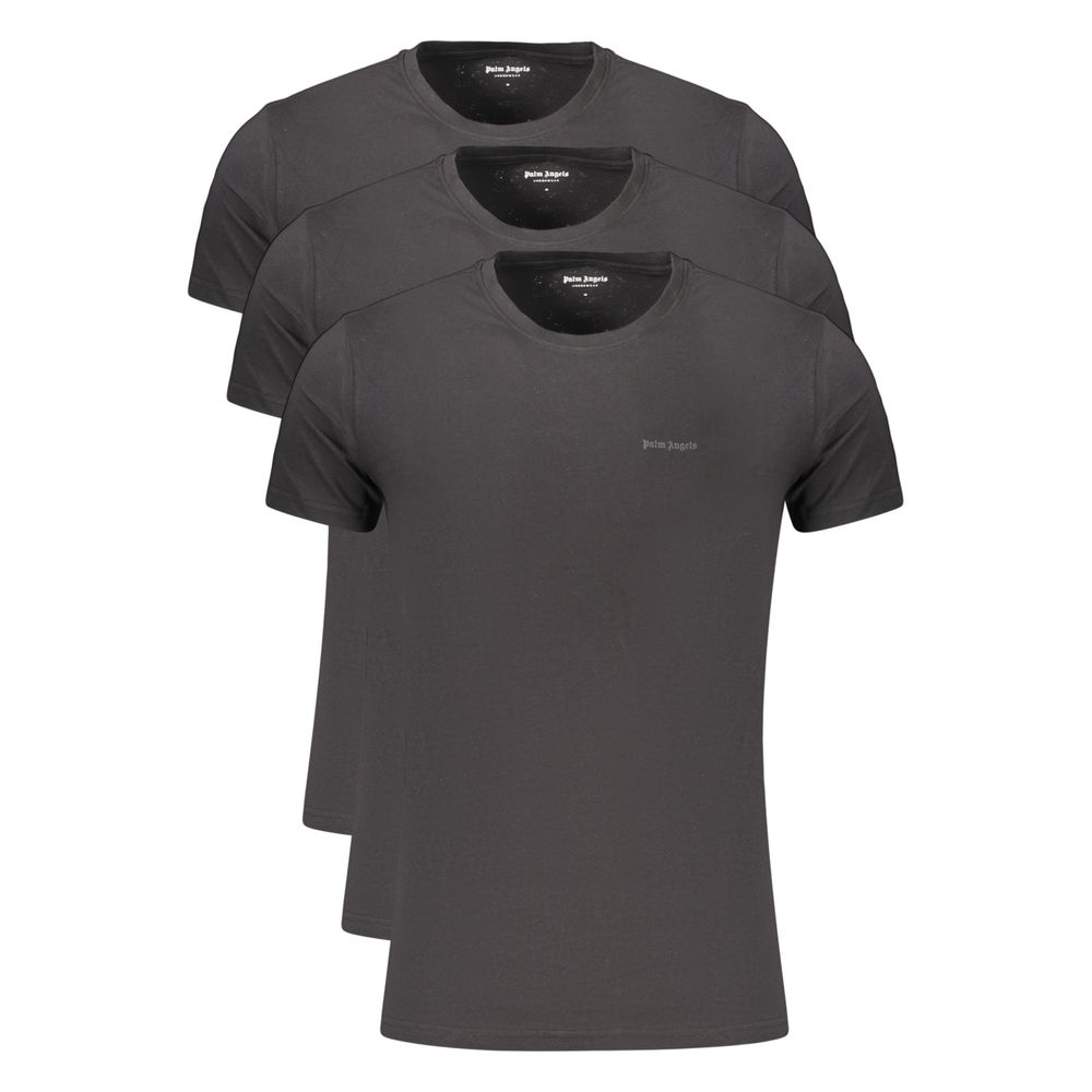 Black Cotton Crew Neck Tri‑Pack T‑Shirts