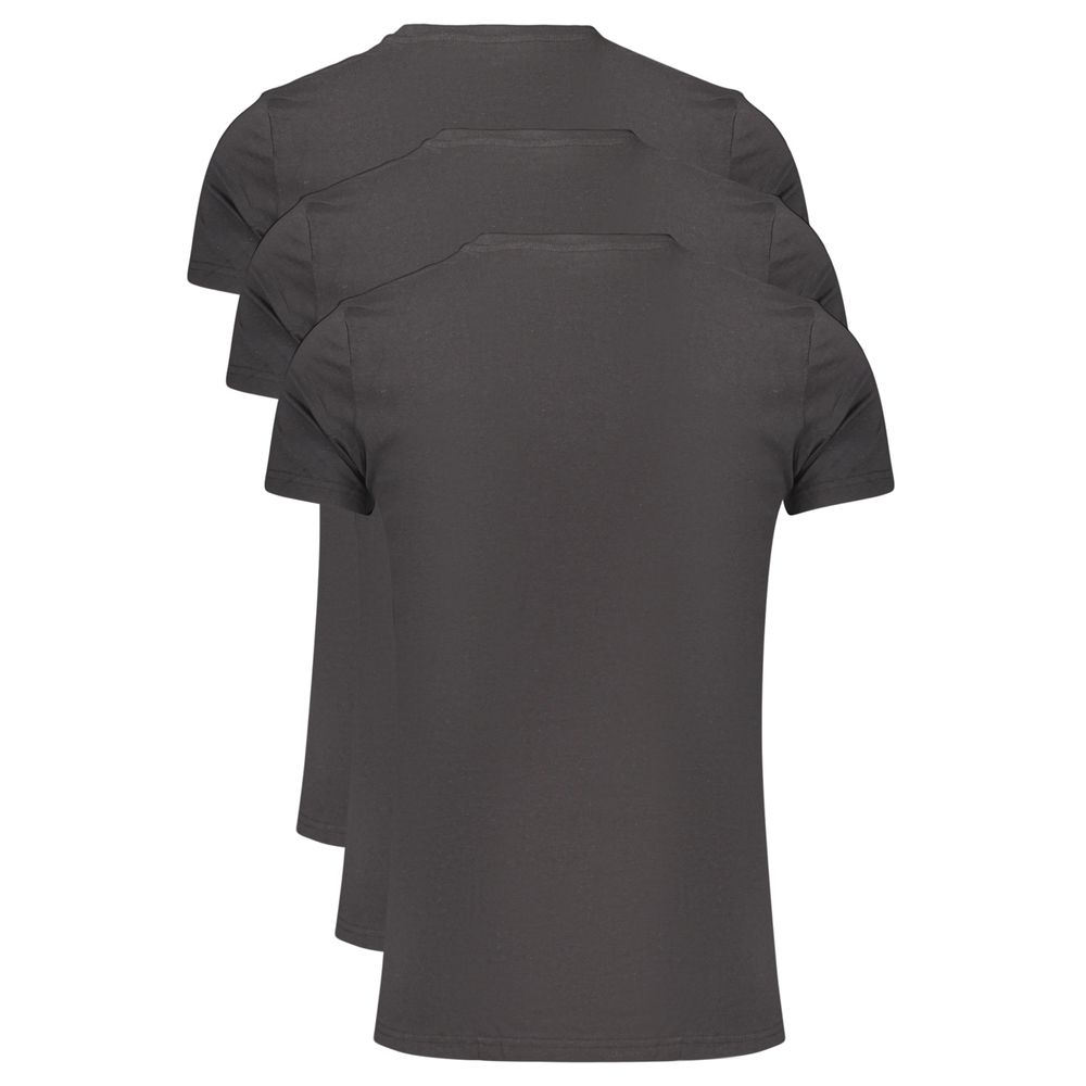 Black Cotton Crew Neck Tri‑Pack T‑Shirts
