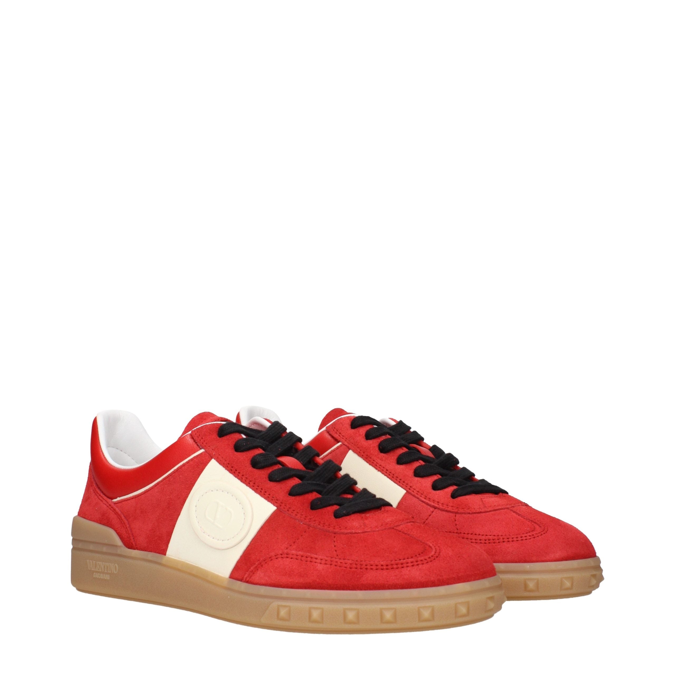 Red Suede Low-Top Sneakers