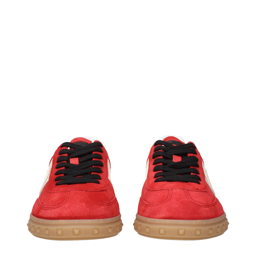 Red Suede Low-Top Sneakers