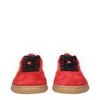 Red Suede Low-Top Sneakers