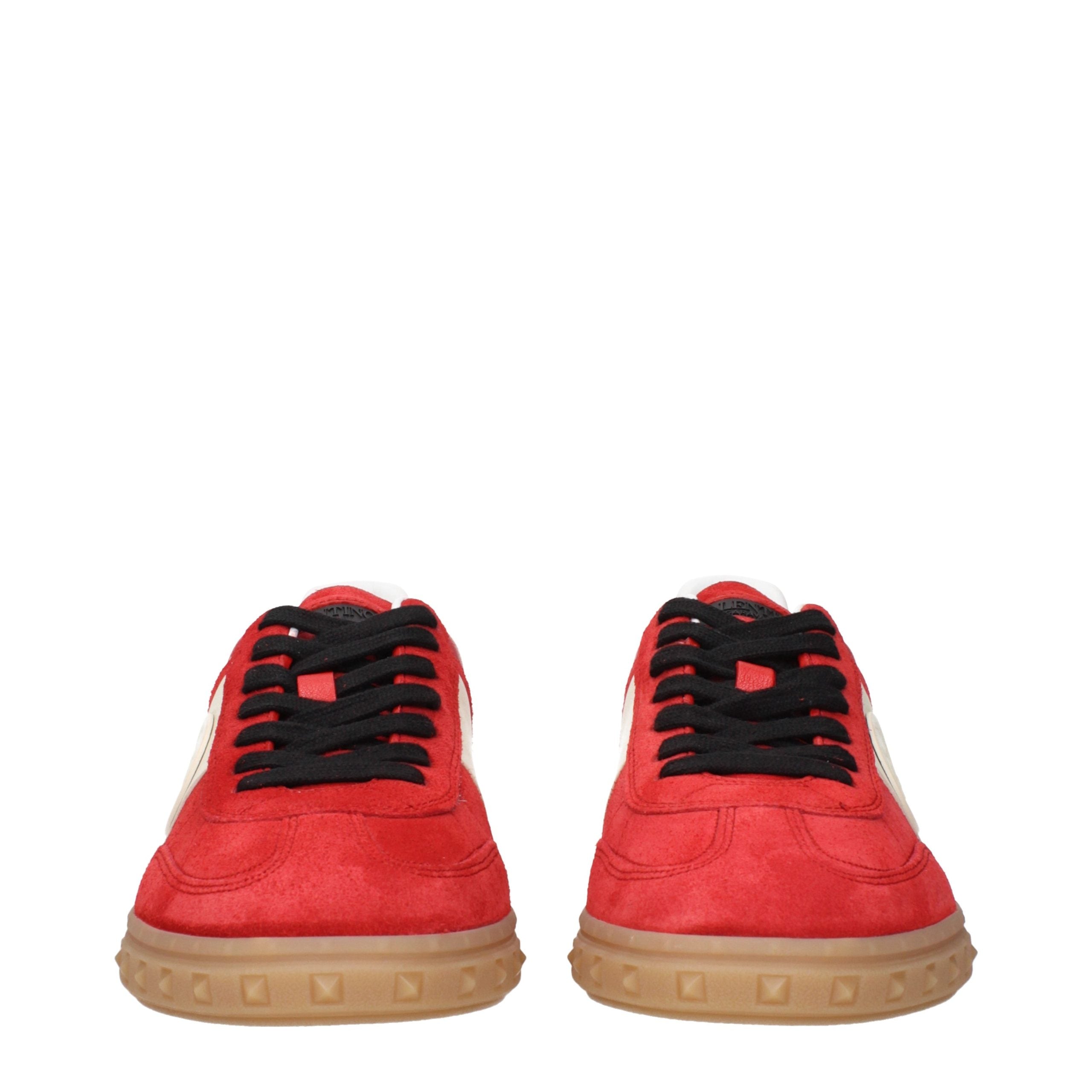 Red Suede Low-Top Sneakers