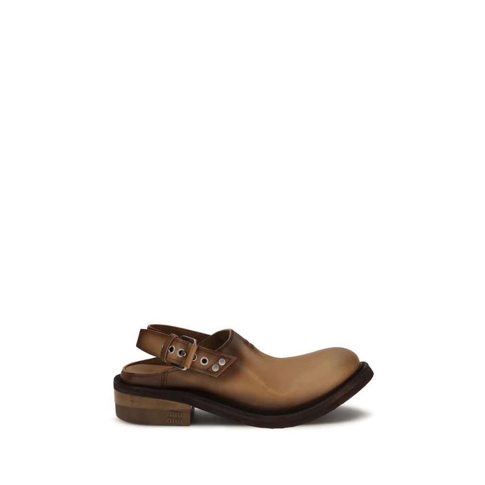 Distressed Calf Leather Foule Mules