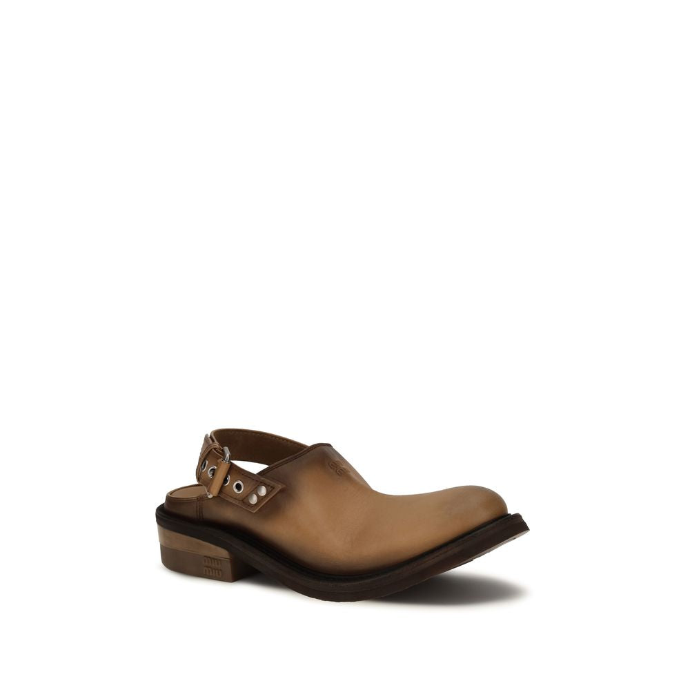 Distressed Calf Leather Foule Mules