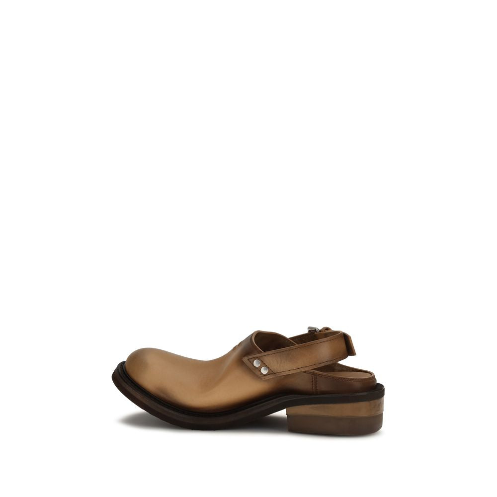 Distressed Calf Leather Foule Mules