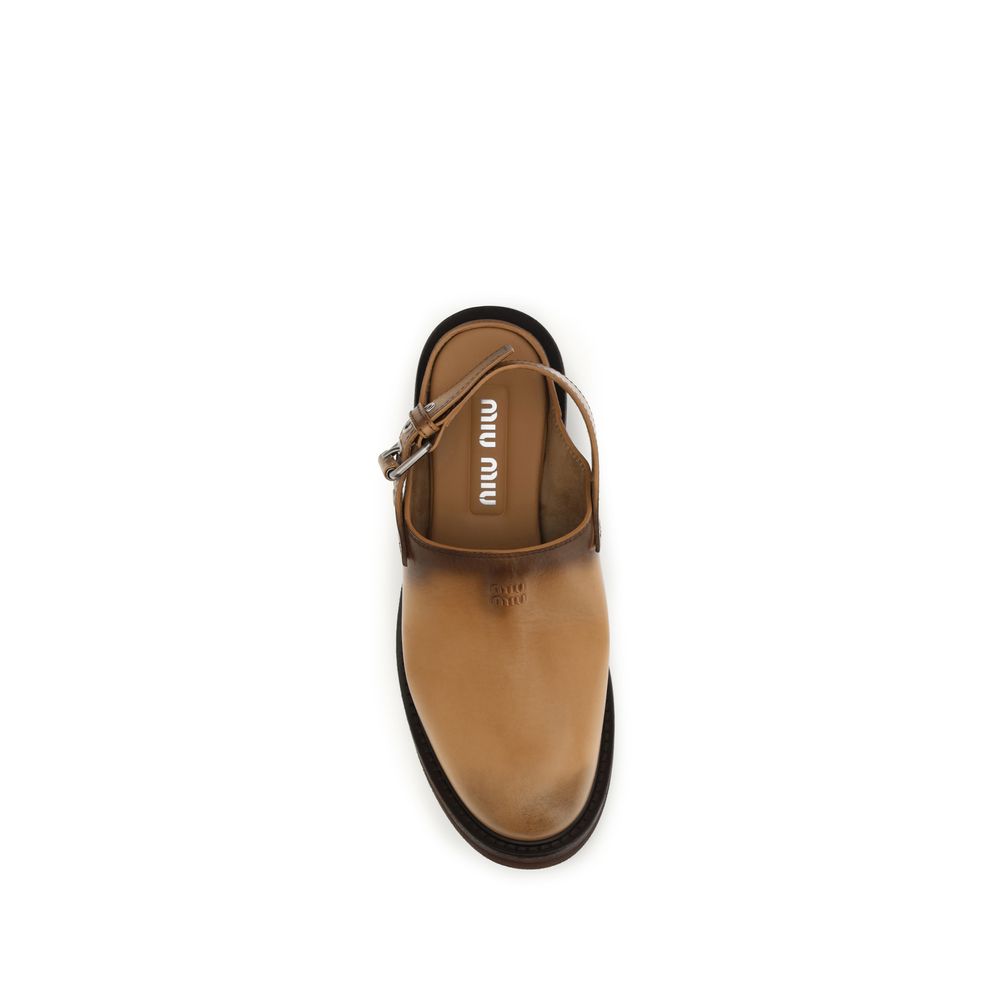 Distressed Calf Leather Foule Mules