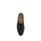 Black Calf Leather Plume Slip-On Loafers