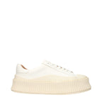 White Grained Leather Platform Sneakers