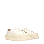 White Grained Leather Platform Sneakers