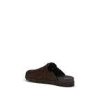 Brown Suede Calfskin Mules