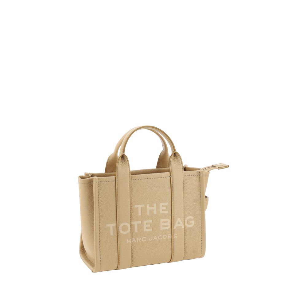 Beige Grained Calf Leather Small Tote