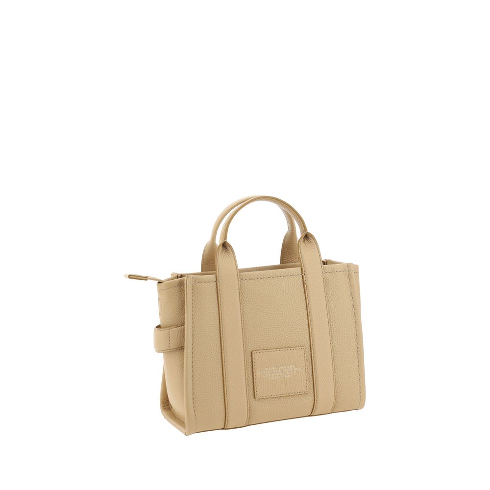 Beige Grained Calf Leather Small Tote