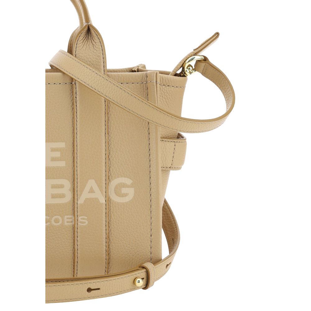 Beige Grained Calf Leather Small Tote