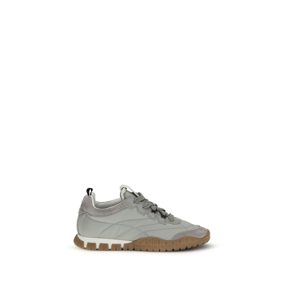 Gray Recycled Polyamide & Calf Leather Tyre Sneakers