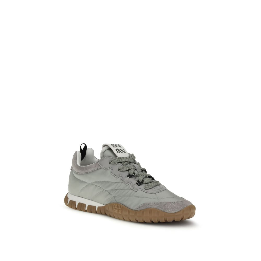 Gray Recycled Polyamide & Calf Leather Tyre Sneakers