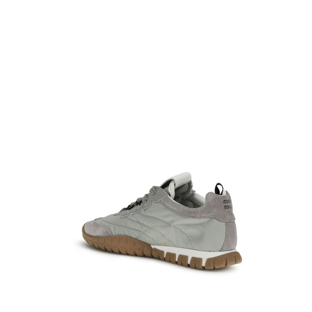 Gray Recycled Polyamide & Calf Leather Tyre Sneakers