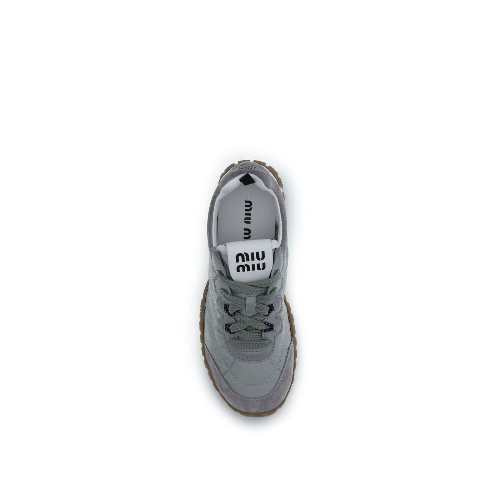 Gray Recycled Polyamide & Calf Leather Tyre Sneakers