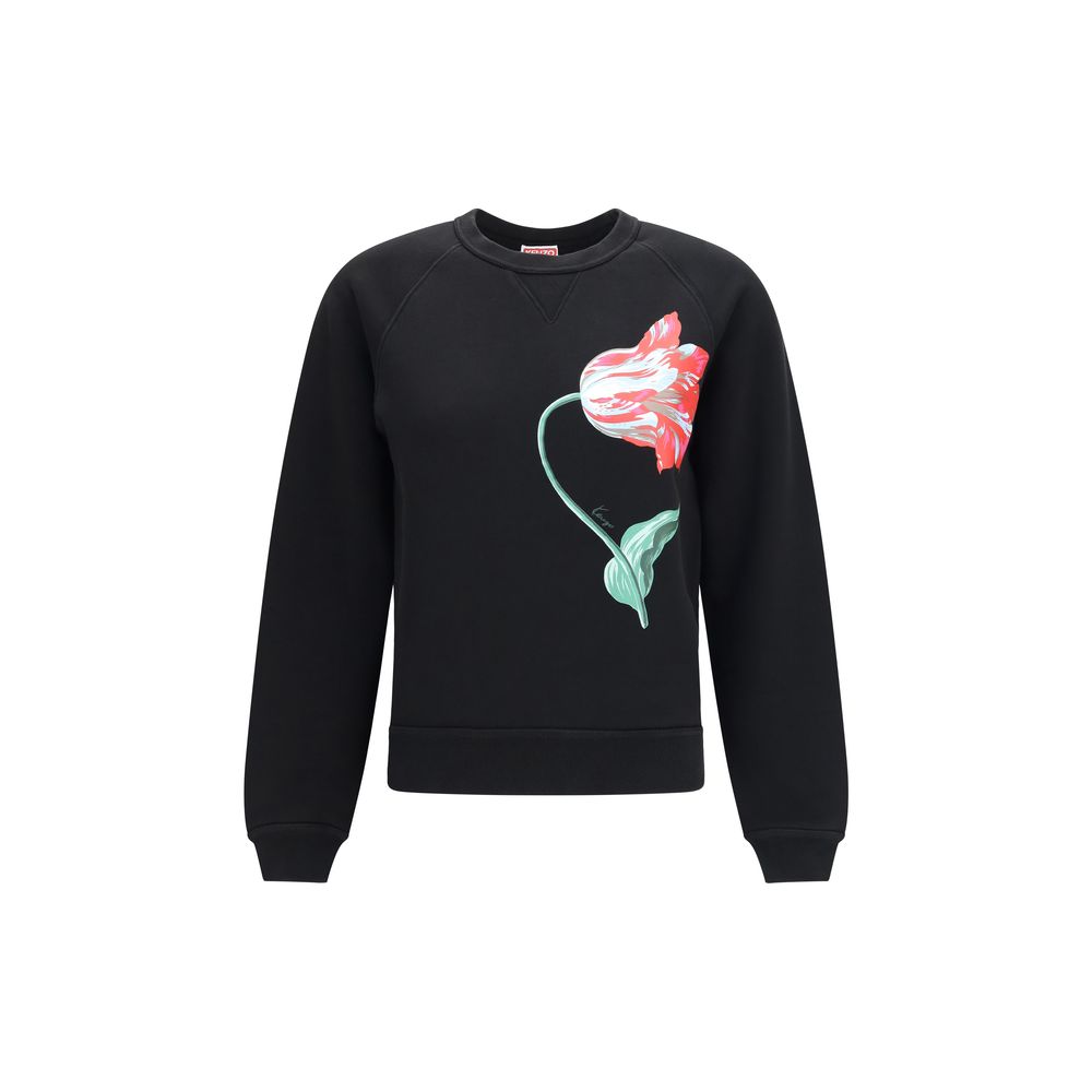 Black Cotton Fleece Tulip Sweatshirt