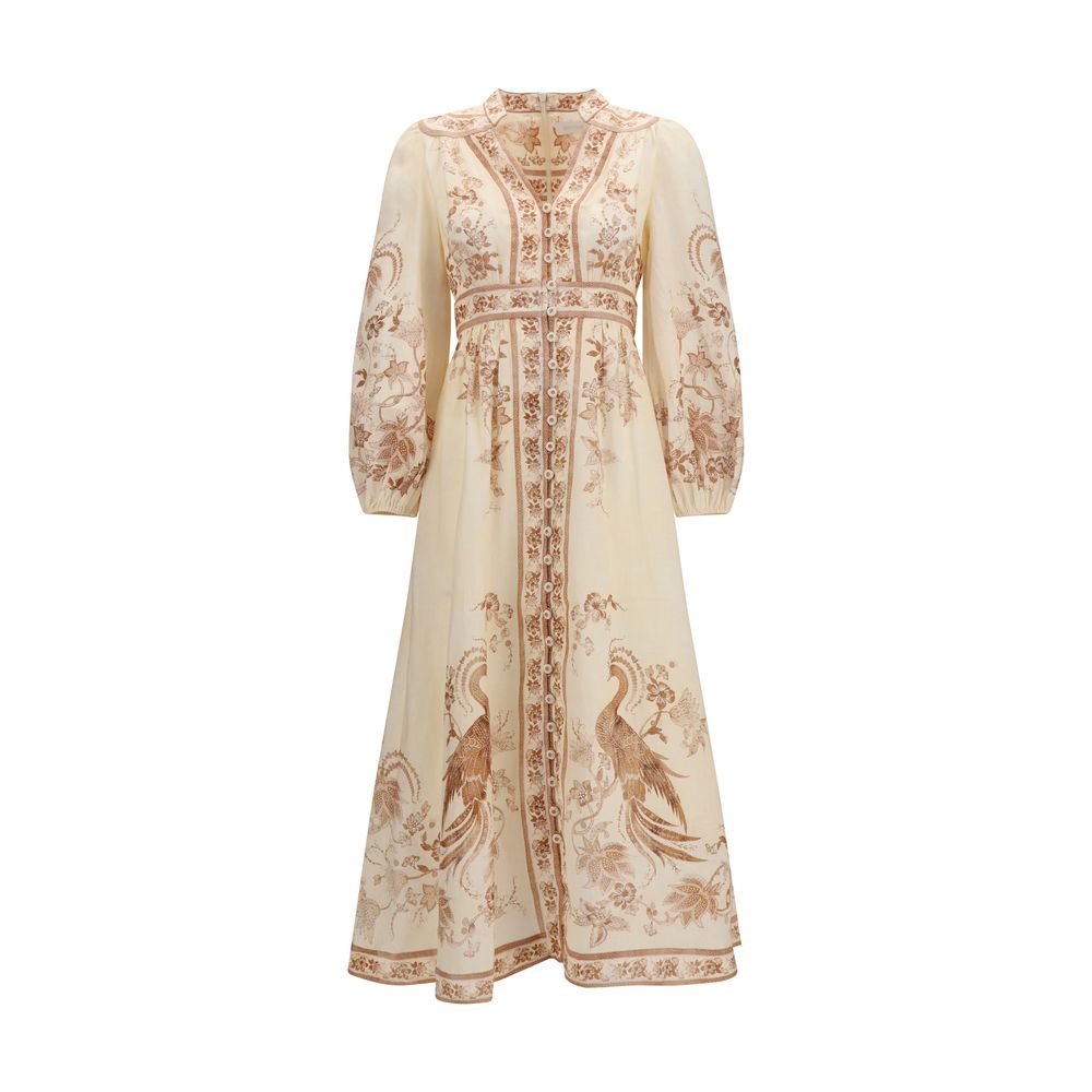 Linen Indra Plunge Midi Dress
