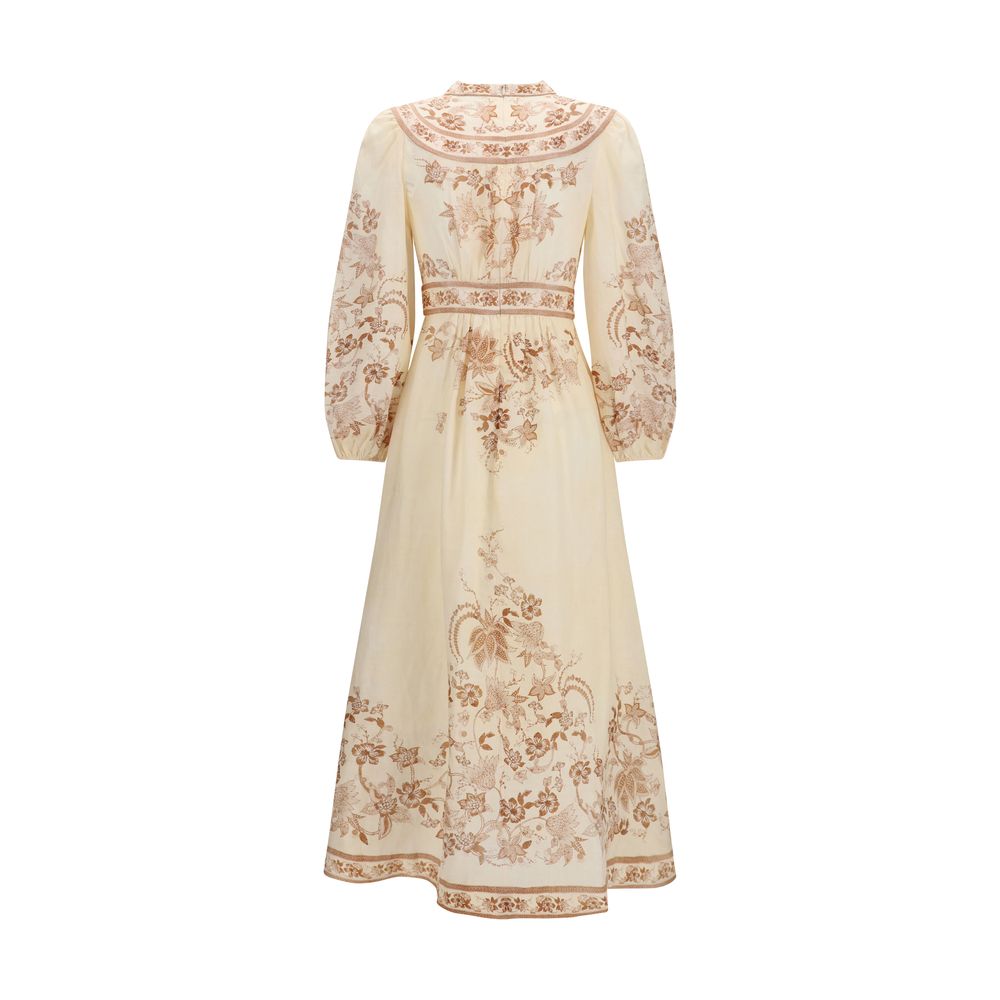Linen Indra Plunge Midi Dress