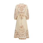 Linen Indra Plunge Midi Dress