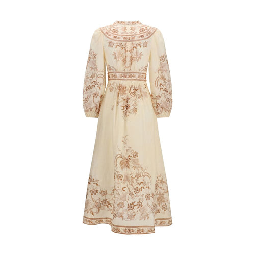 Linen Indra Plunge Midi Dress