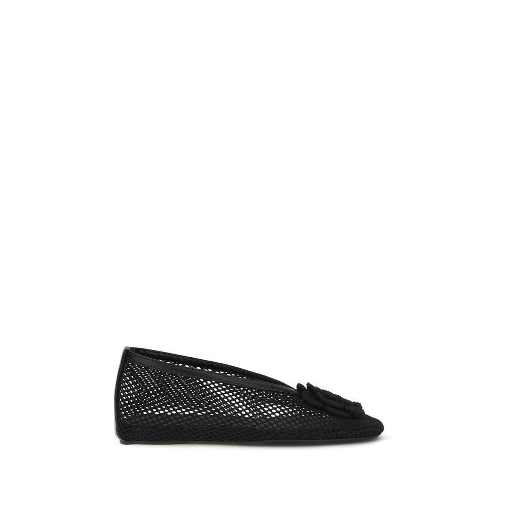 Black Mesh Jenny Ballerinas