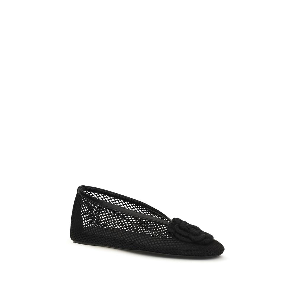 Black Mesh Jenny Ballerinas