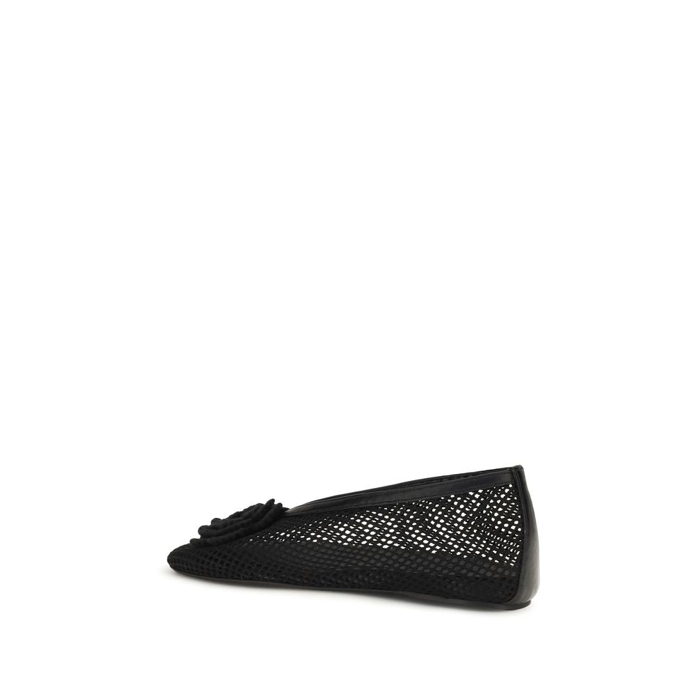 Black Mesh Jenny Ballerinas
