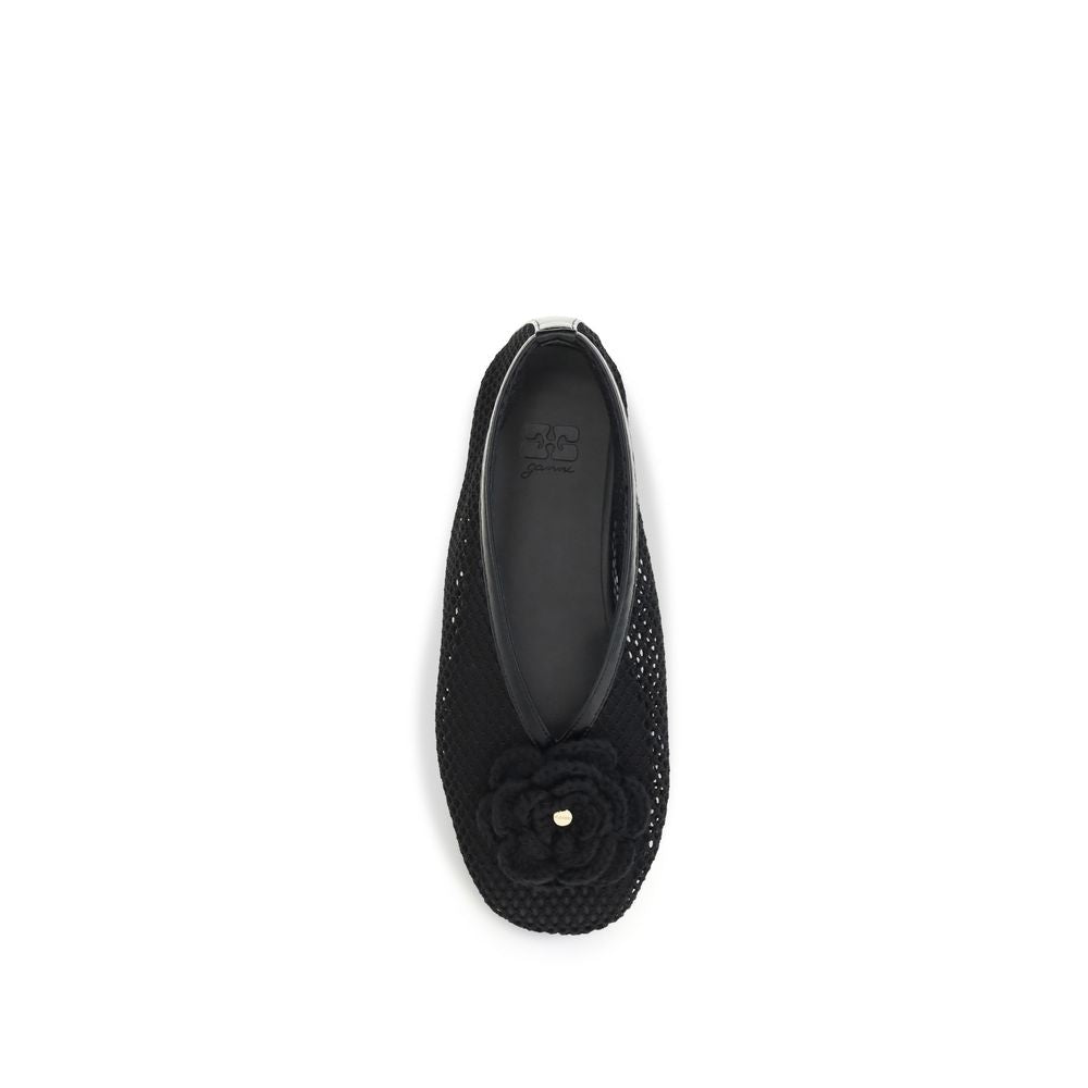 Black Mesh Jenny Ballerinas