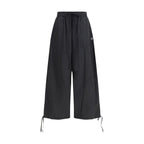 Black Polyester Cargo Wide Leg Pants