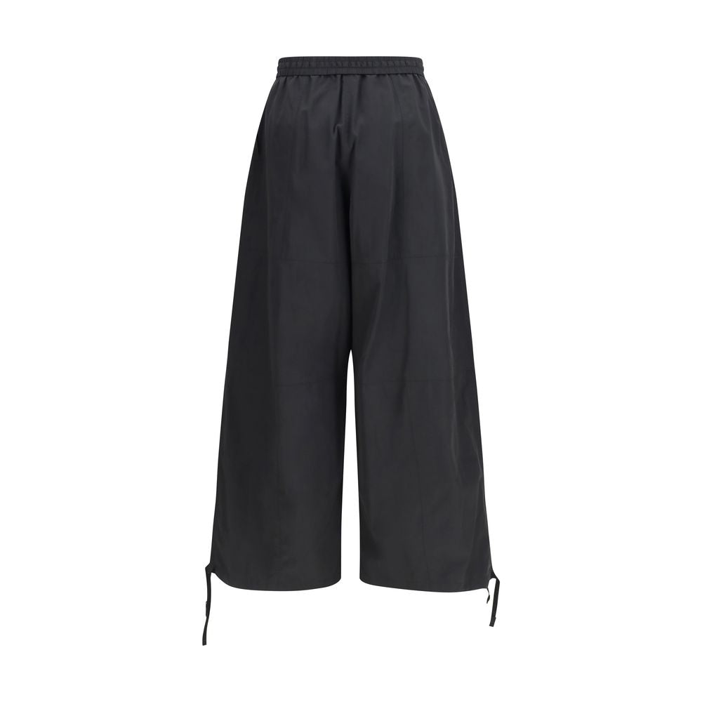 Black Polyester Cargo Wide Leg Pants