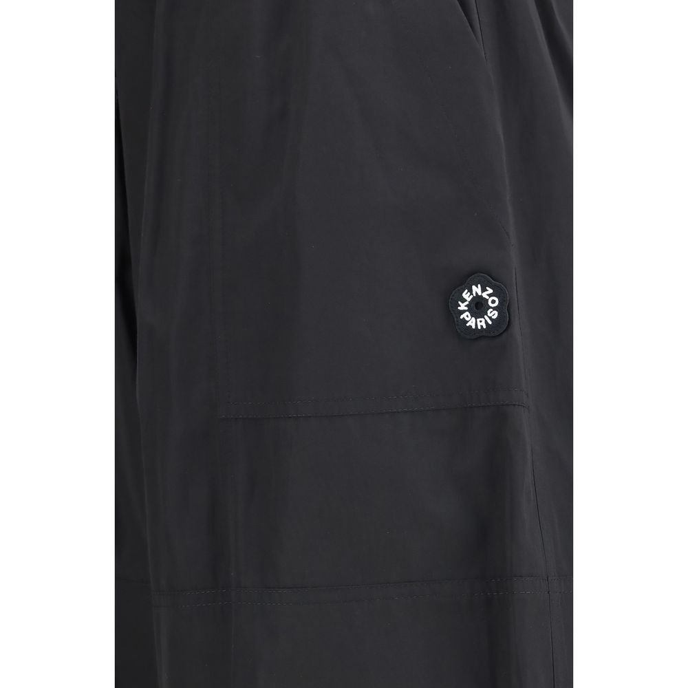 Black Polyester Cargo Wide Leg Pants