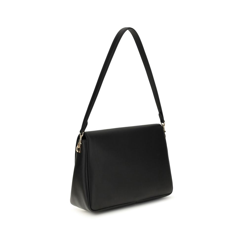 Black Calf Leather Charlie Shoulder Bag