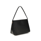 Black Calf Leather Charlie Large Shoulder Bag