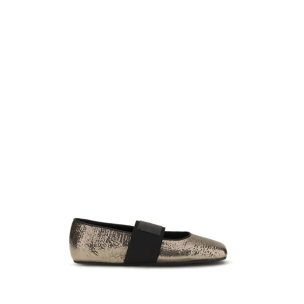 Calf Leather Sliced Square Ballerinas