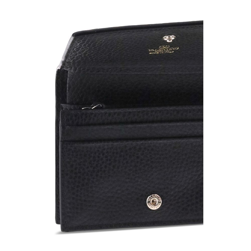 Compact Garnet Calfskin Rockstud Wallet