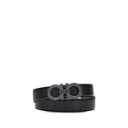 Reversible Gancini Belt in Black Calfskin