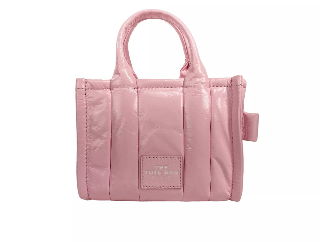 Shiny Crinkle Micro Tote Bubblegum Leather Crossbody