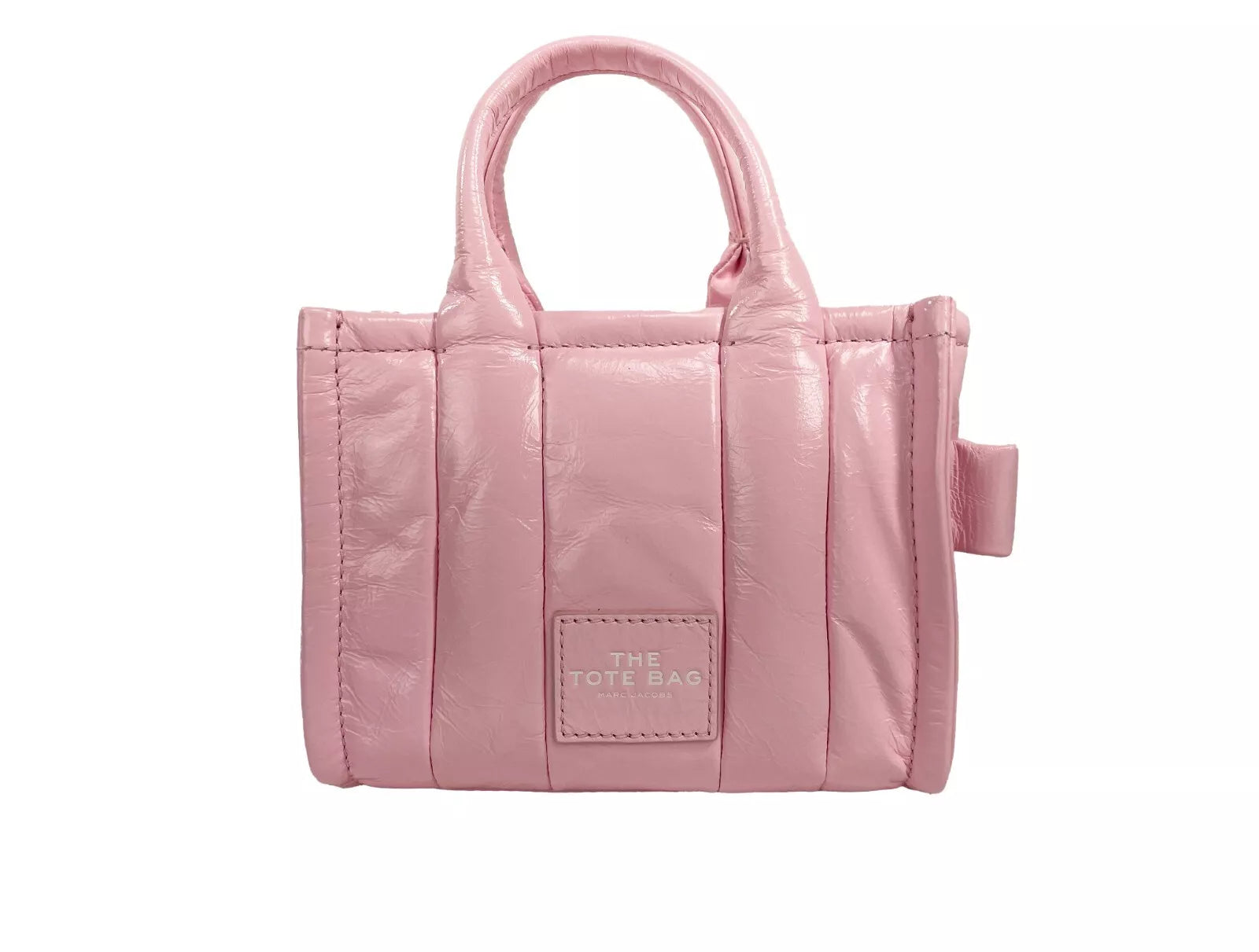Shiny Crinkle Micro Tote Bubblegum Leather Crossbody