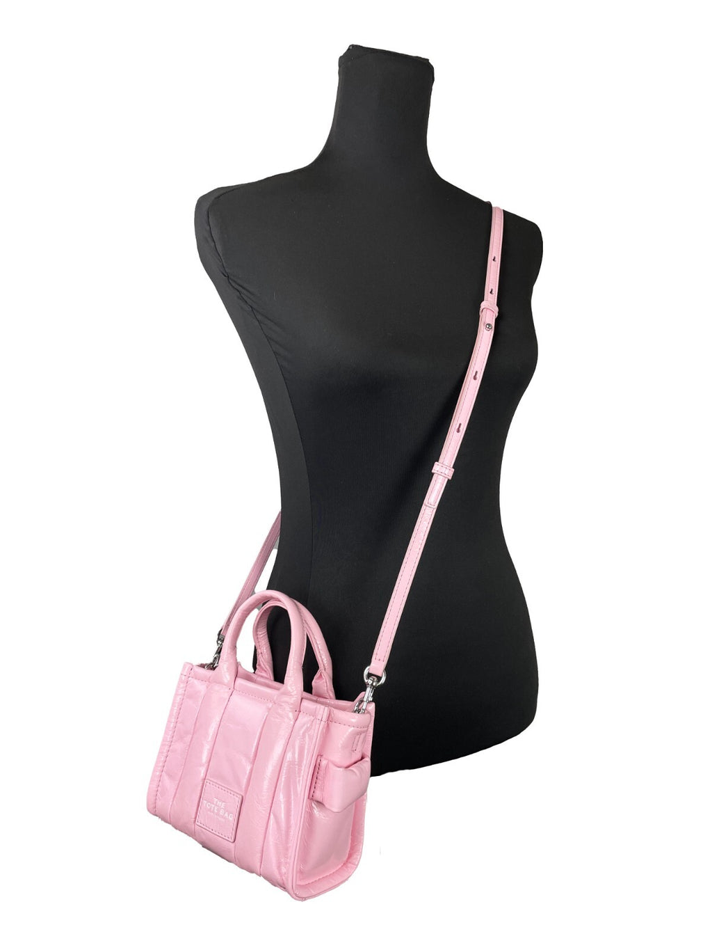 Shiny Crinkle Micro Tote Bubblegum Leather Crossbody