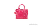 Shiny Crinkle Micro Tote in Magenta Patent Leather