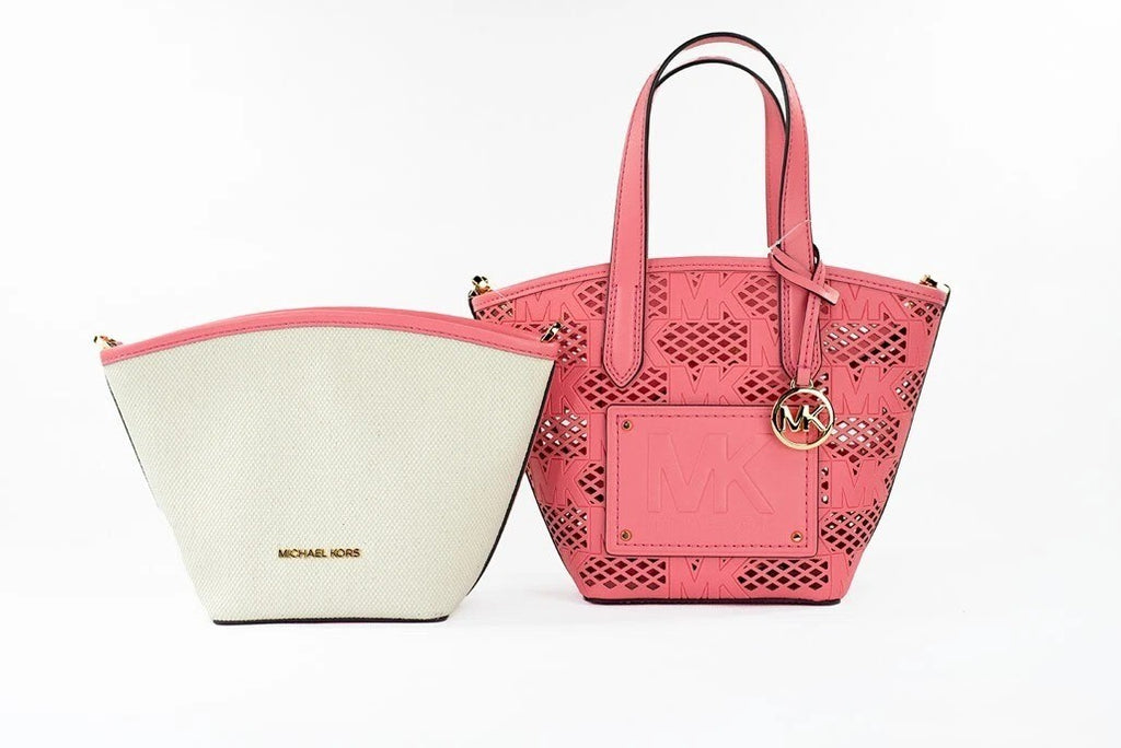 Small Tea Rose Vegan Leather Kimber 2-in-1 Zip Tote Messenger Bag
