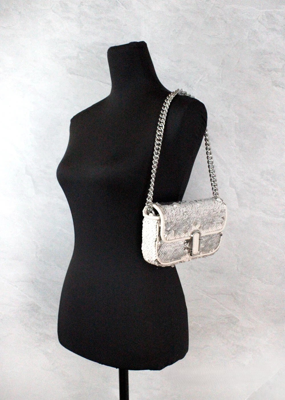 Mini J Marc Cream Sequined Shoulder Bag