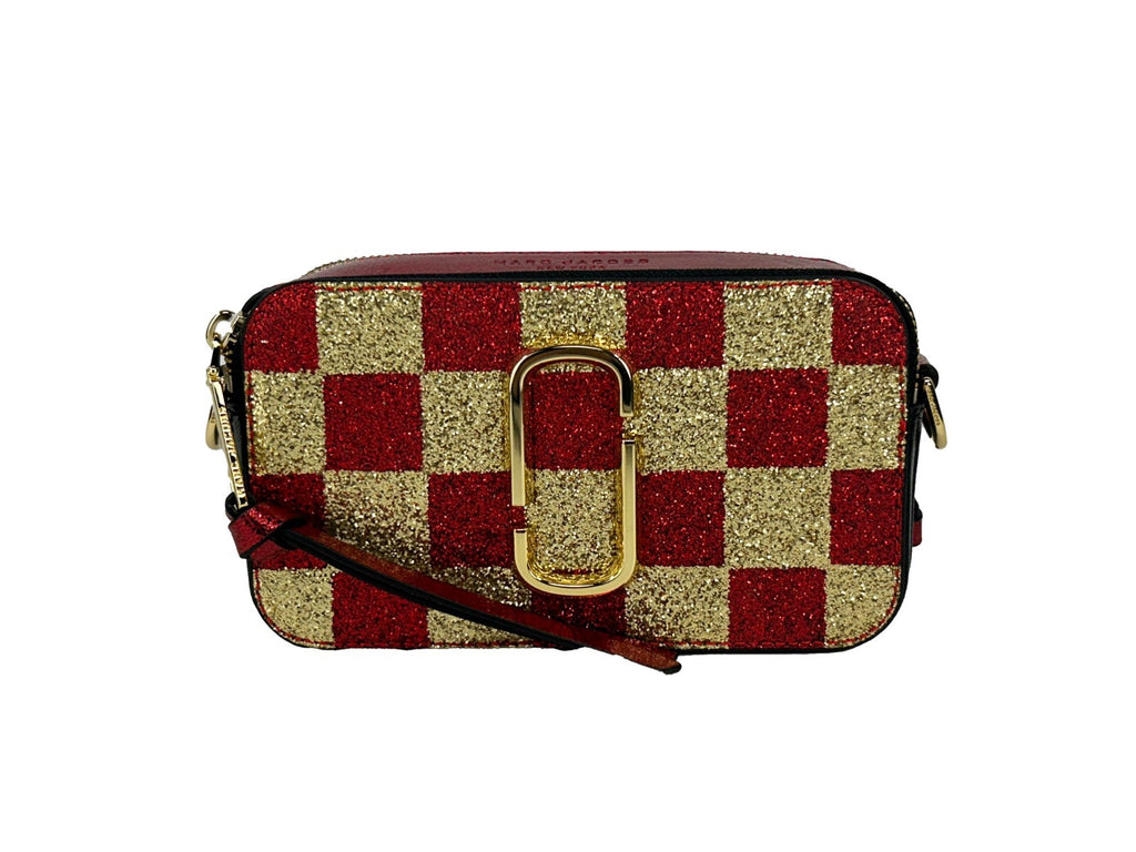 Compact Leather Glitter Snapshot Crossbody