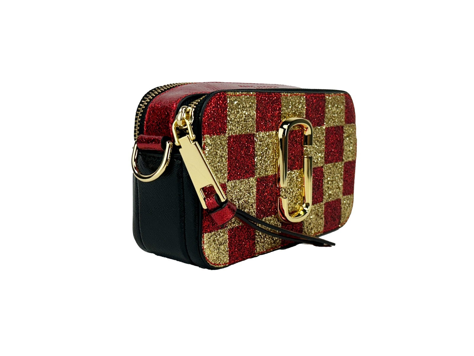 Compact Leather Glitter Snapshot Crossbody